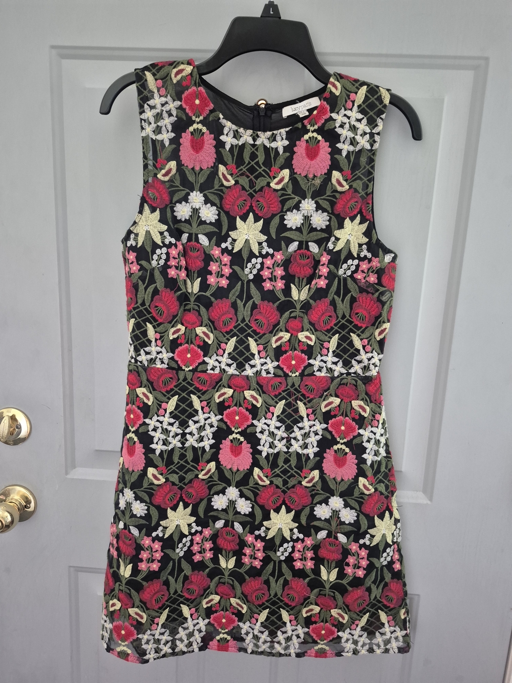 lucyparis  Colorful Floral Embroidered Sleeveless A-line  Mini Dress Large